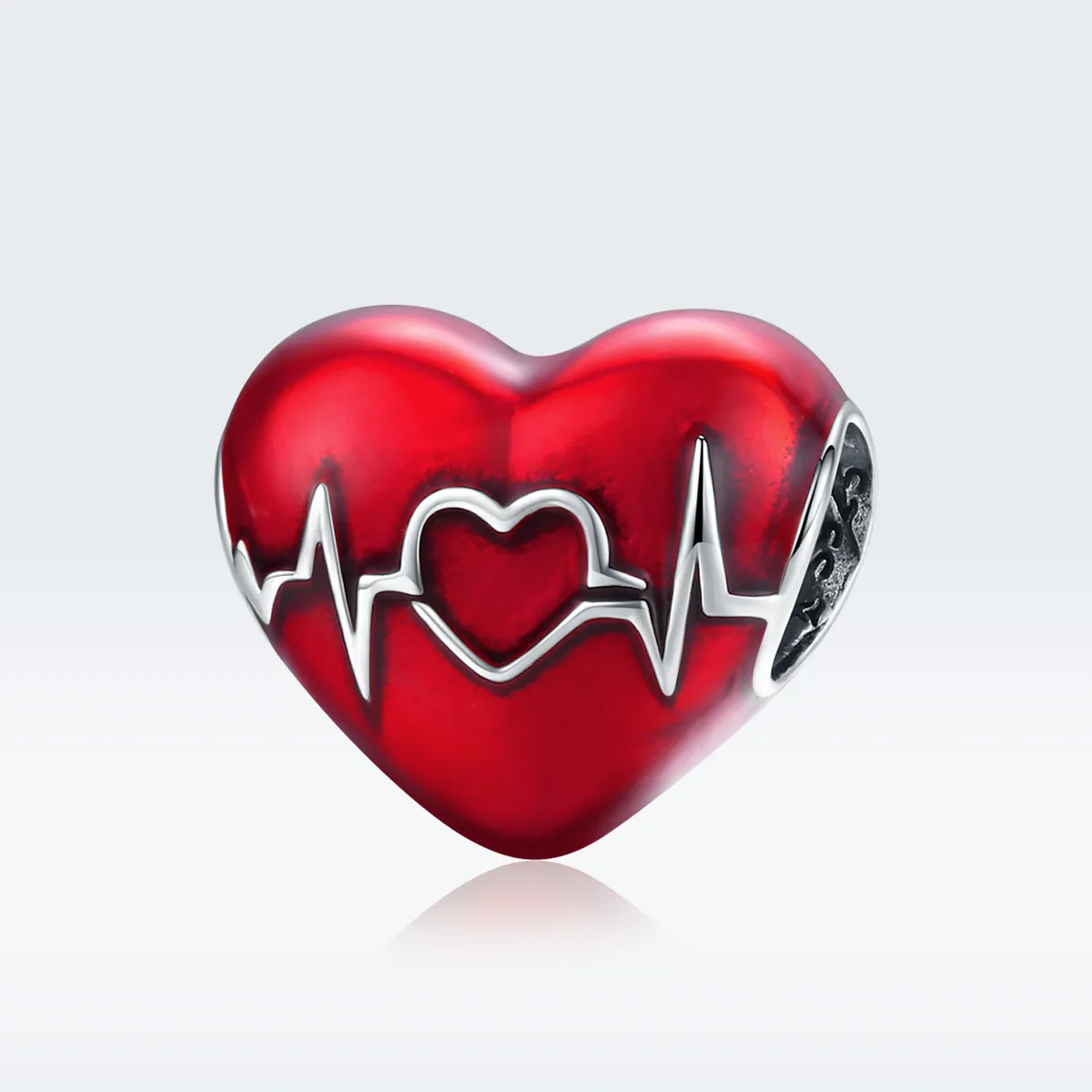 Talisman Tip Pandora Bătăile inimii roșii ale iubirii din argint - SCC1569