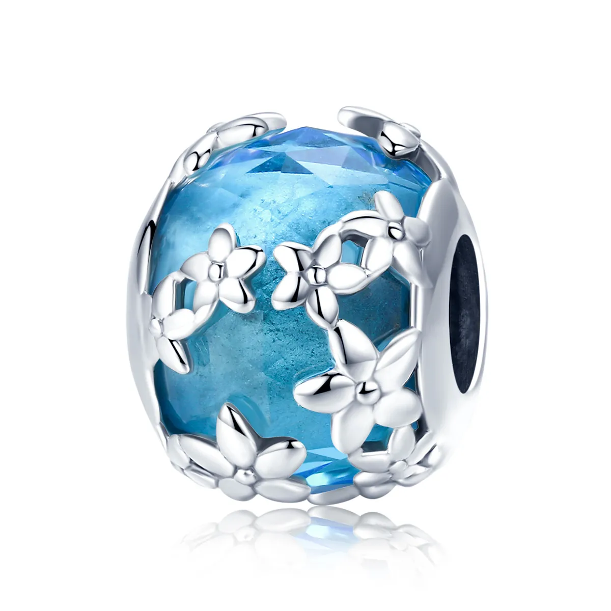 Talisman Tip Pandora Confesiunea Aquamarine Daisy din argint - SCC878