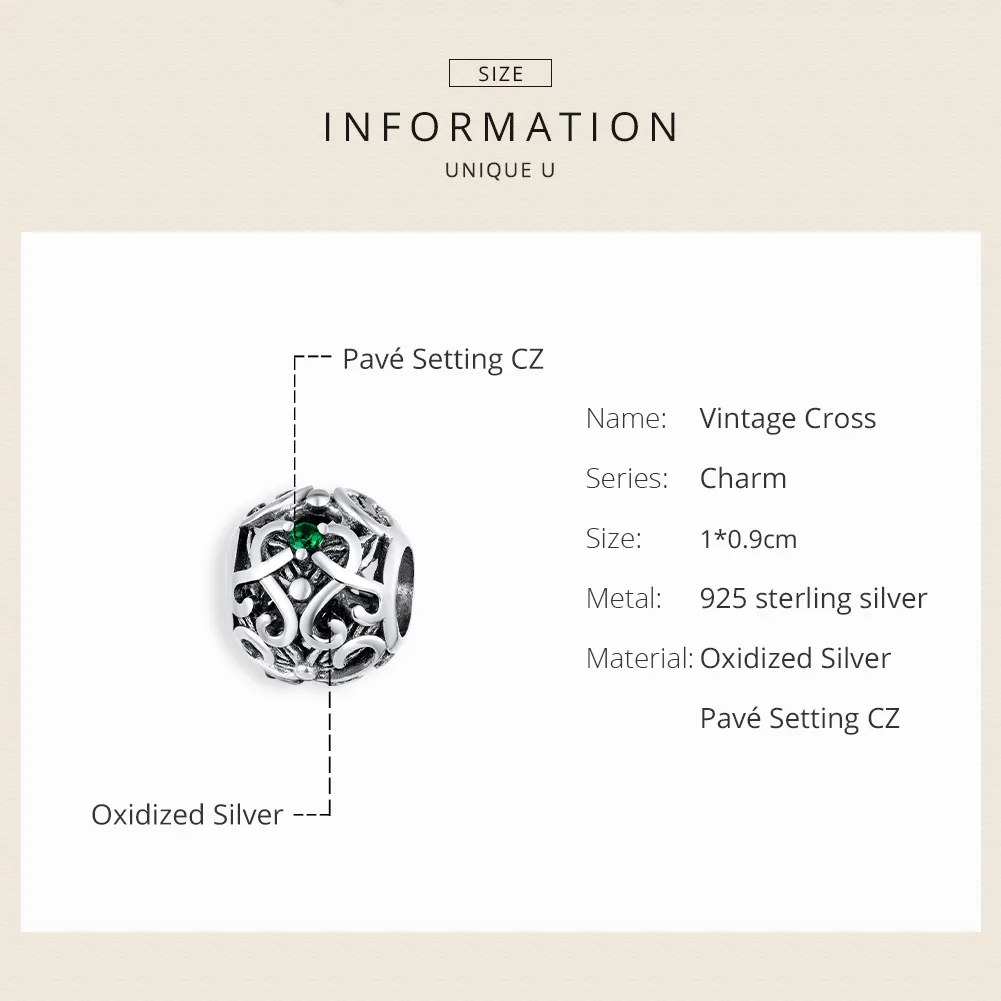 Talisman Tip Pandora Cruce vintage din argint - SCC1511