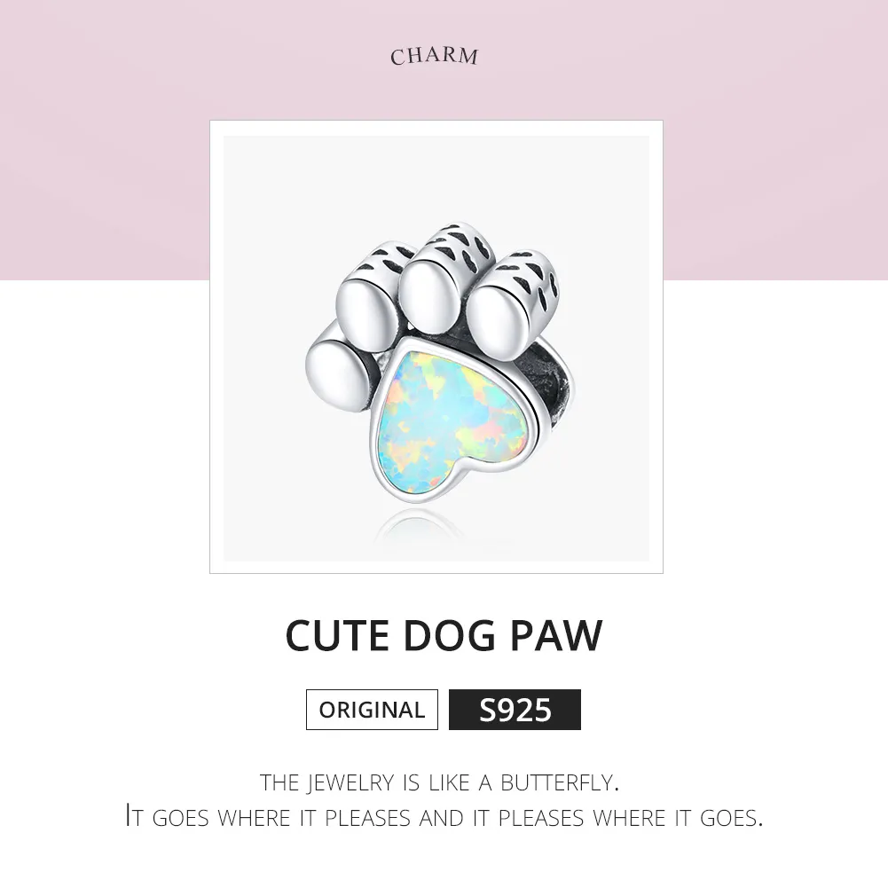 Talisman Tip Pandora Cute Dog Paw din argint - SCC1676