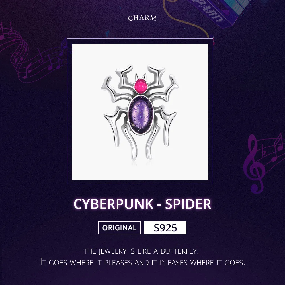 Talisman Tip Pandora Cyberpunk - Păianjen din argint - SCC1842