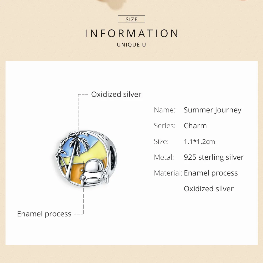 Talisman Tip Pandora Călătoria de vară din argint - SCC1530
