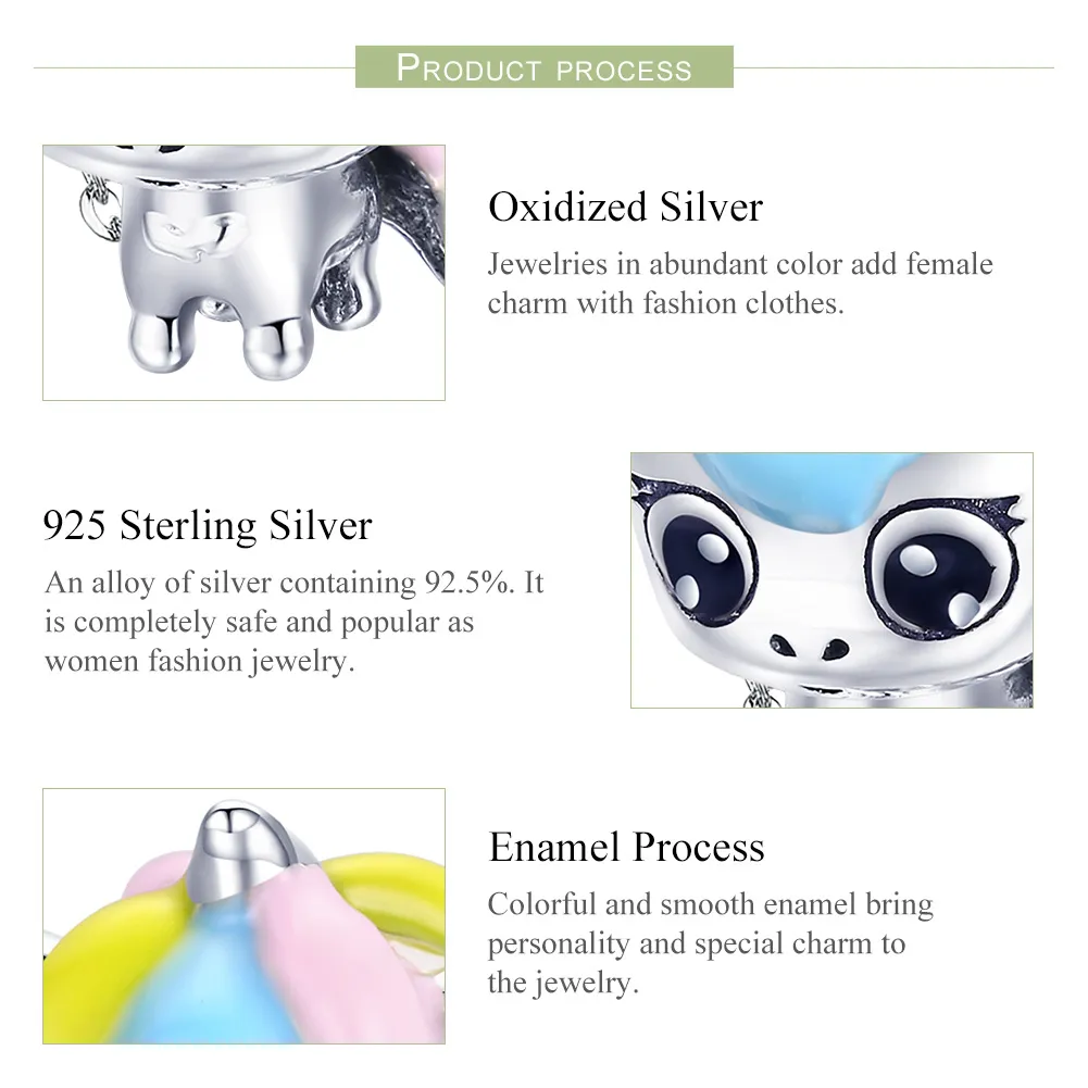 Talisman Tip Pandora Drăguț Unicorn din argint - BSC059