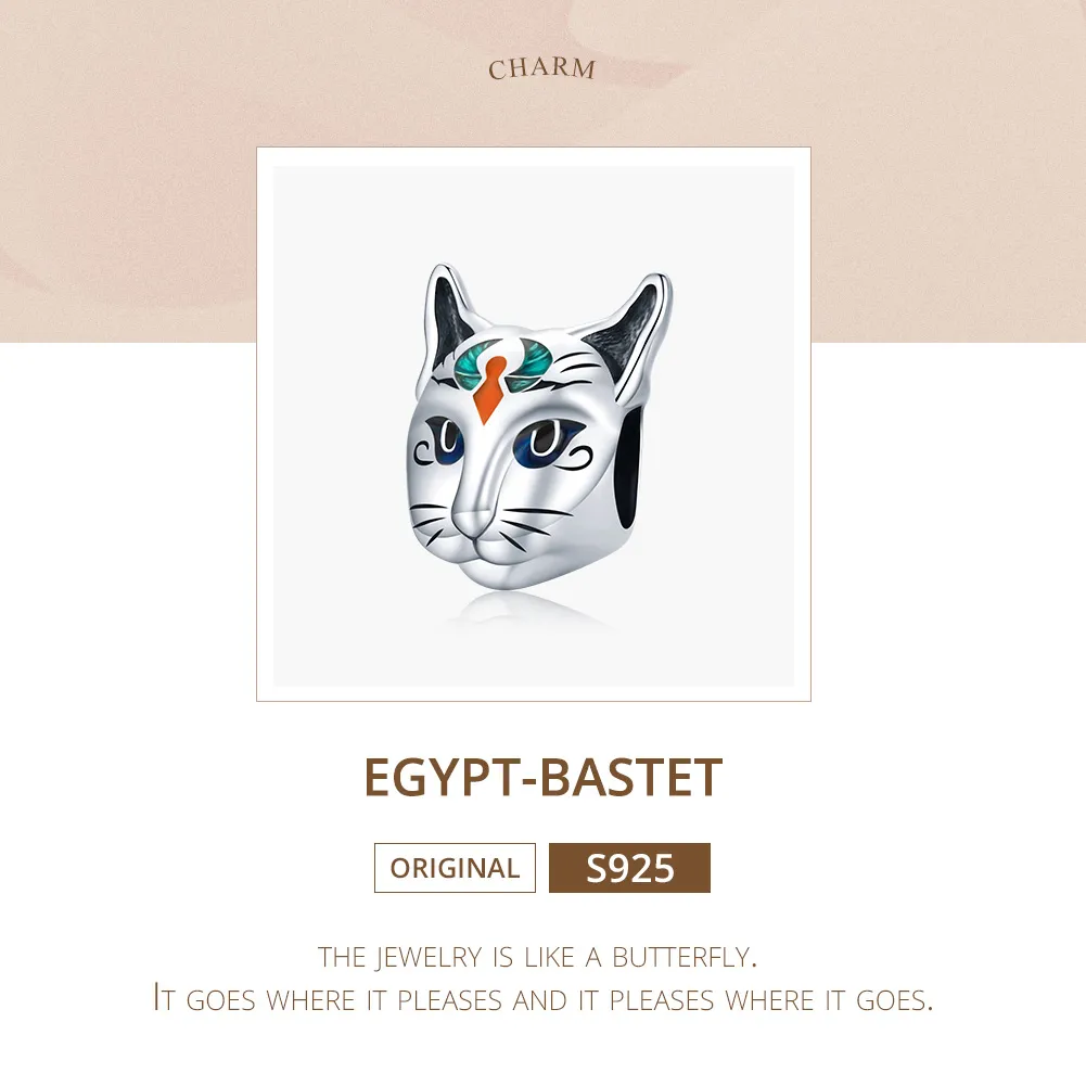 Talisman Tip Pandora Egipt - Zeul pisicii Bastet din argint - SCC1859