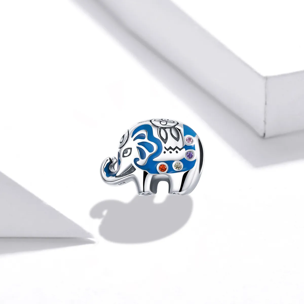 Talisman Tip Pandora Elefant înfloritor colorat din argint - SCC1821