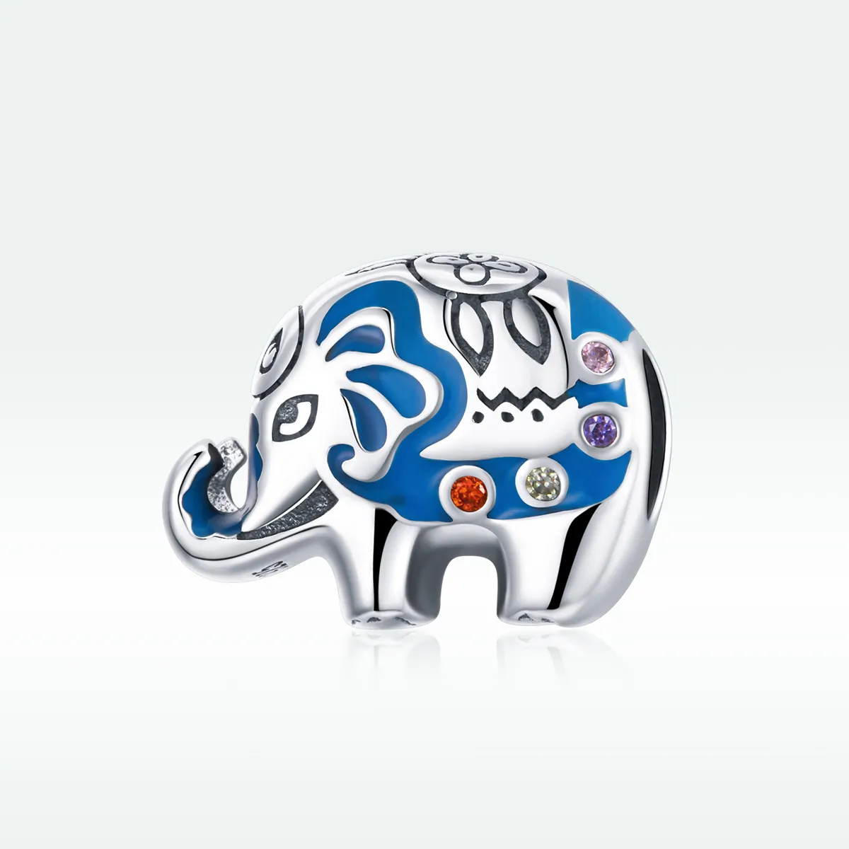 Talisman Tip Pandora Elefant înfloritor colorat din argint - SCC1821