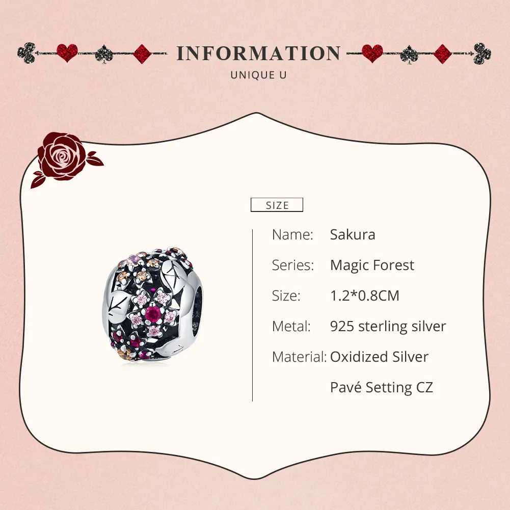 Talisman Tip Pandora Elegant Cherry Blossom din argint - SCC1446