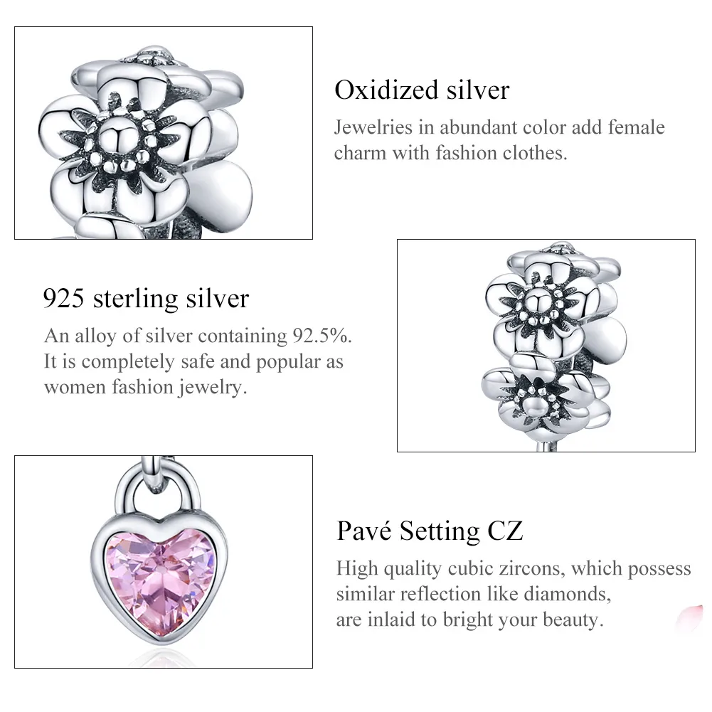 Talisman Tip Pandora Floarea Iubirii din argint - SCC1485