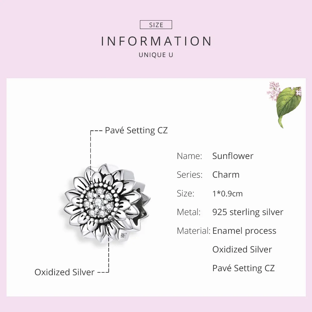 Talisman Tip Pandora Floarea soarelui din argint - SCC1507