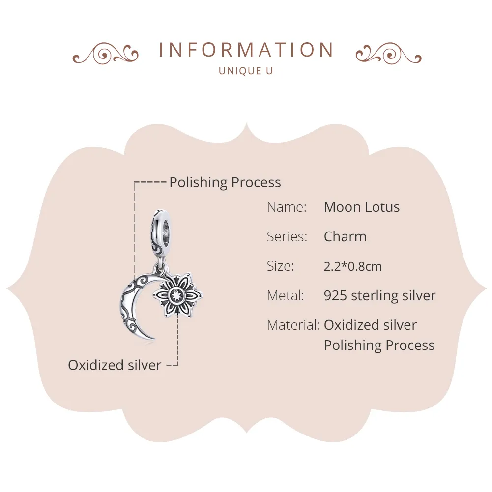 Talisman Tip Pandora Luna Lotus din argint - SCC1826