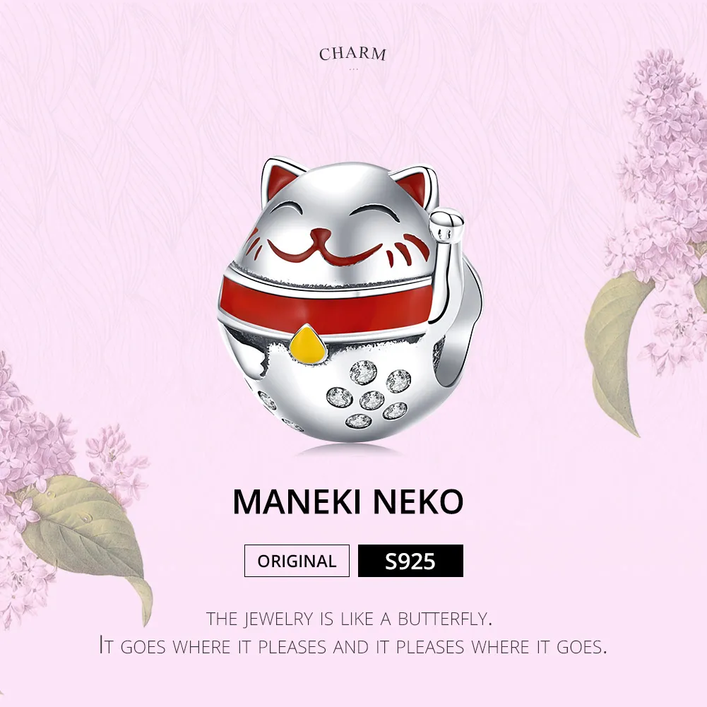 Talisman Tip Pandora Maneki Neko din argint - SCC1374