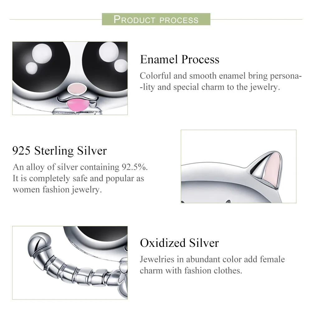 Talisman Tip Pandora Pisica Lucky Kitty din argint - BSC055