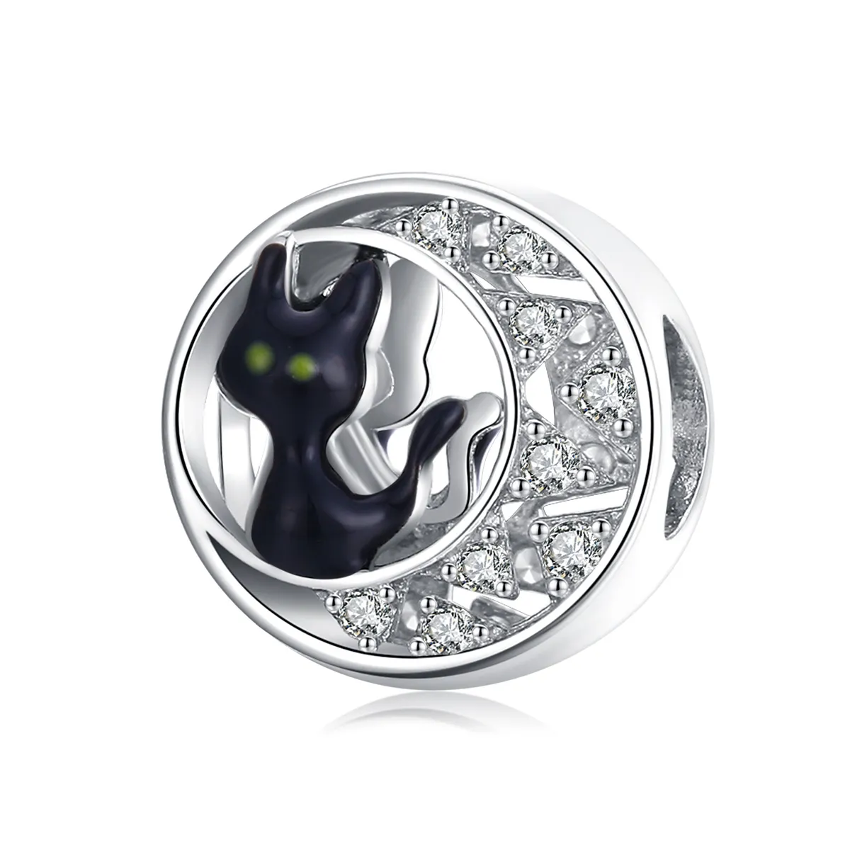 Talisman Tip Pandora Pisica neagră de Halloween din argint - BSC325