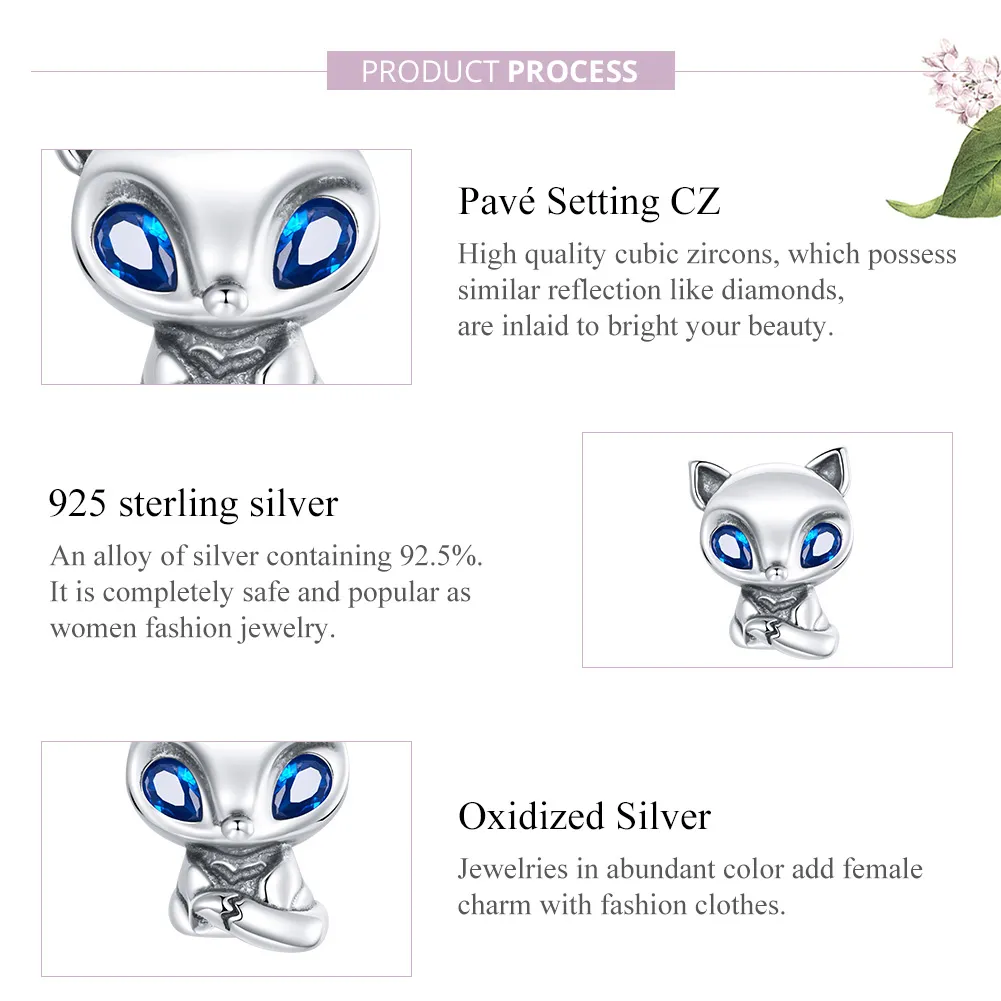 Talisman Tip Pandora Plin de viață Little Fox din argint - SCC1808