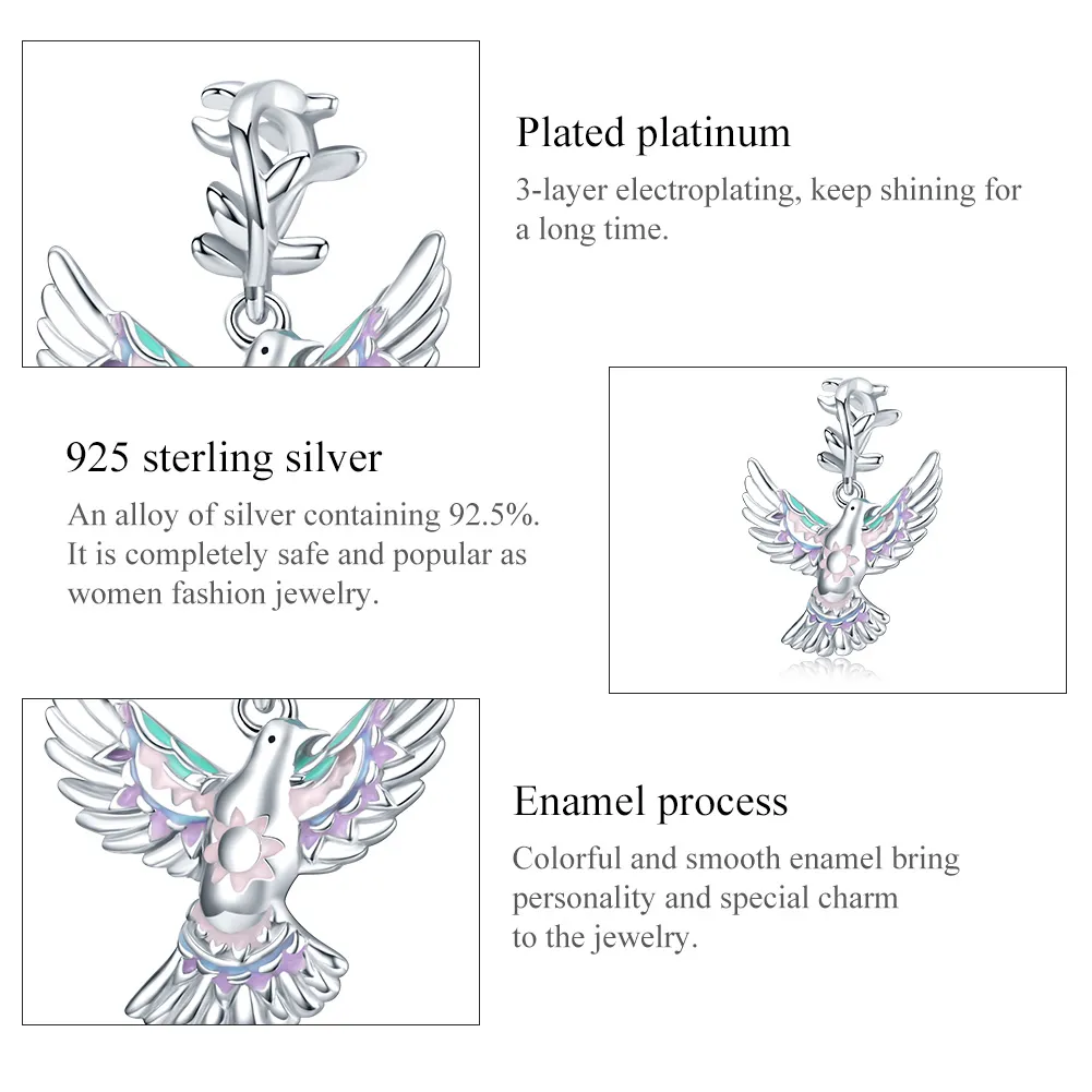 Talisman Tip Pandora Porumbelul Păcii din argint - BSC295