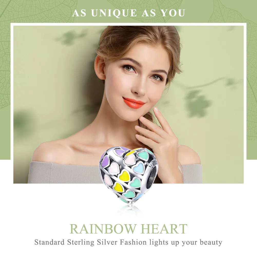 Talisman Tip Pandora Rainbow Inima din argint - SCC902