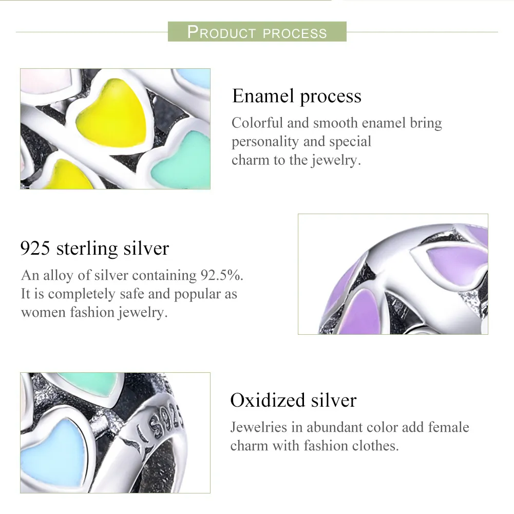Talisman Tip Pandora Rainbow Inima din argint - SCC902