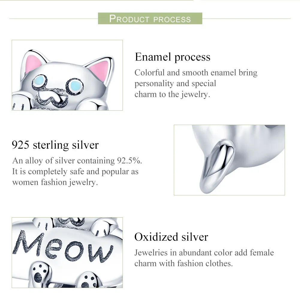 Talisman Tip Pandora Sticlă de parfum de pisică obraznică din argint - SCC874