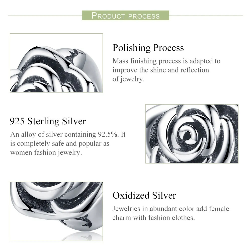 Talisman Tip Pandora Trandafir alb din argint - SCC1101