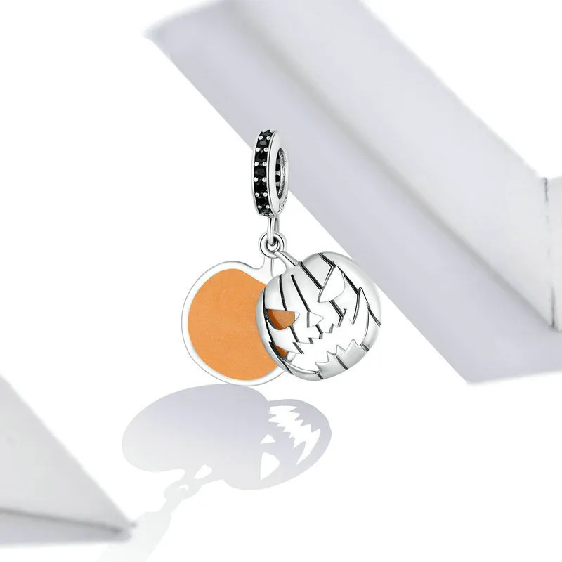 (imagine pentru) Pandora Style Dangos de Argint pentru Halloween cu Fața Zâmbind de Dovleac Rău - - Vizualizare 4