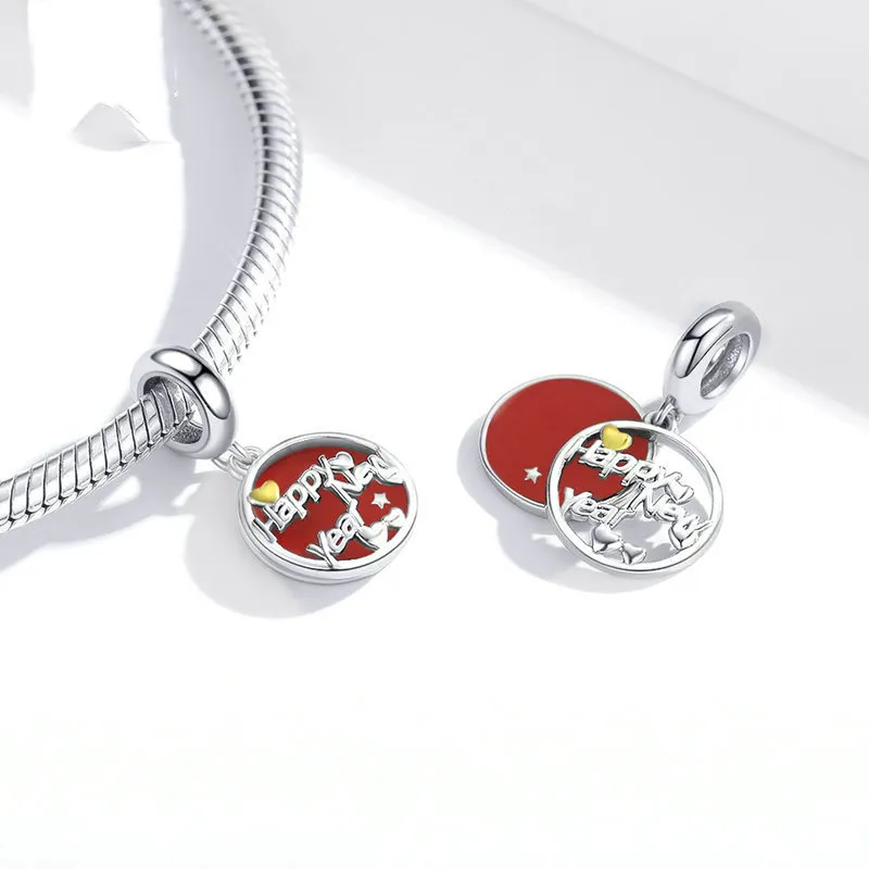 (imagine pentru) Talisman pandantiv Tip Pandora cu An Nou Fericit din argint - SCC1718 - Vizualizare 2