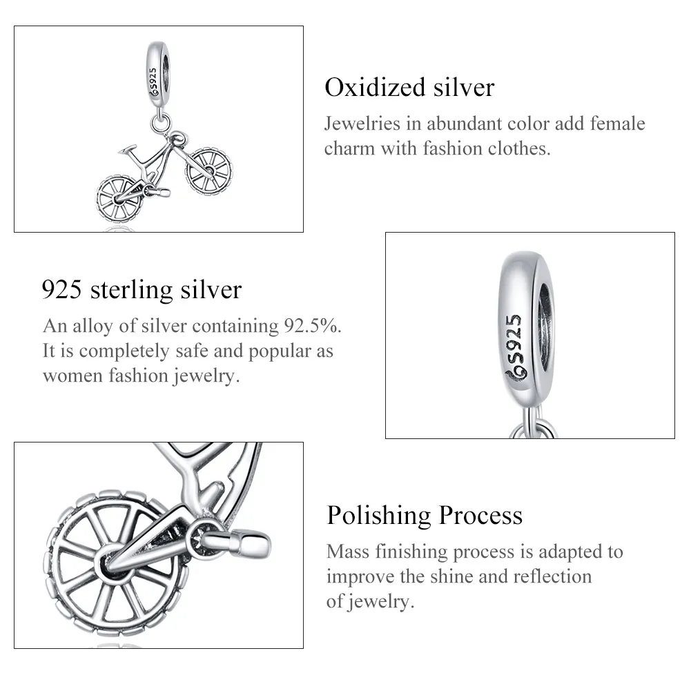 Talisman pandantiv Tip Pandora cu Bicicleta de munte din argint - BSC384