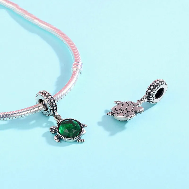 (imagine pentru) Talisman pandantiv Tip Pandora cu broasca testoasa verde din argint - SCC281 - Vizualizare 2