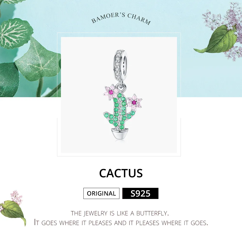 Talisman pandantiv Tip Pandora cu Cactus din argint - BSC121
