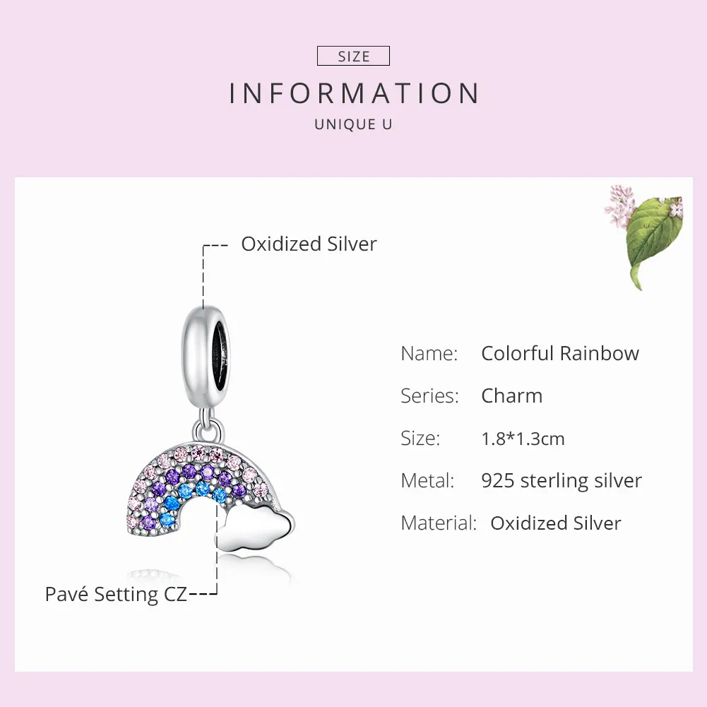 Talisman pandantiv Tip Pandora cu Curcubeu colorat din argint - SCC1625