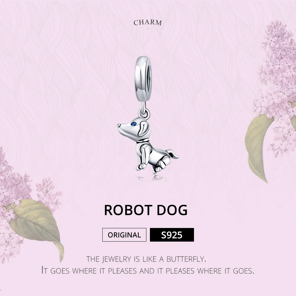 Talisman pandantiv Tip Pandora cu Câine robot din argint - SCC1468