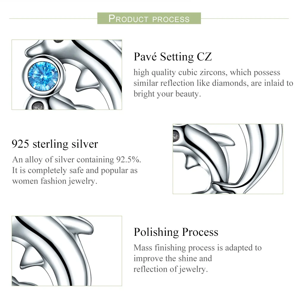 Talisman pandantiv Tip Pandora cu Delfin din argint - SCC264