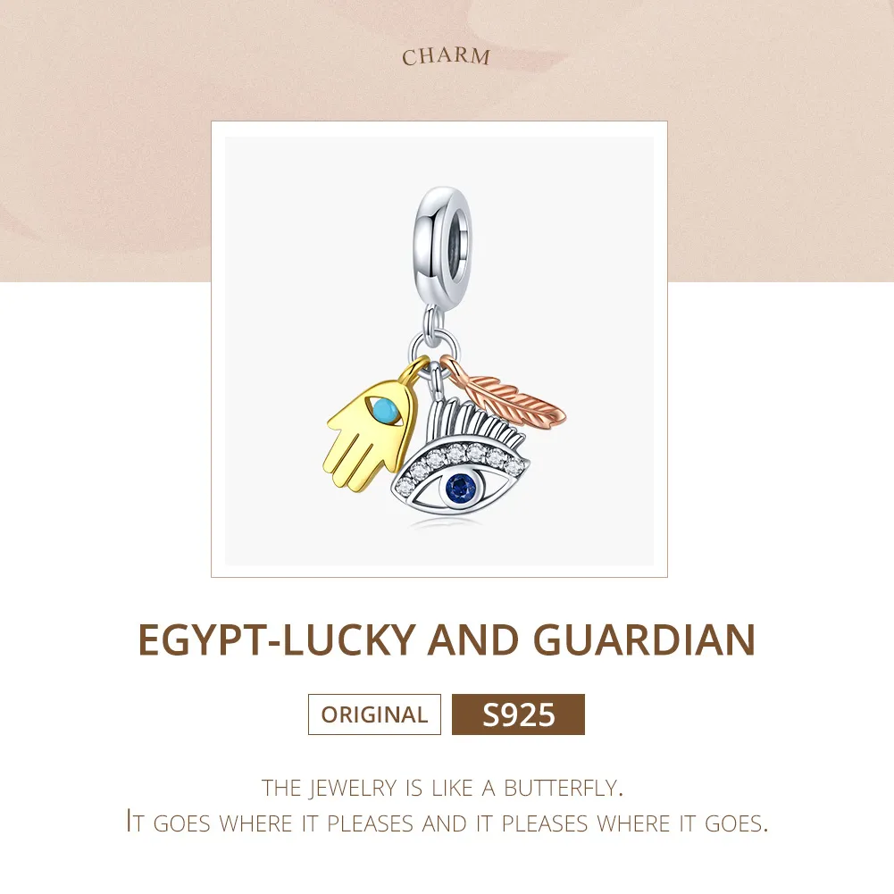 Talisman pandantiv Tip Pandora cu Egipt - Lucky Guardian în Trei tonuri - SCC1860