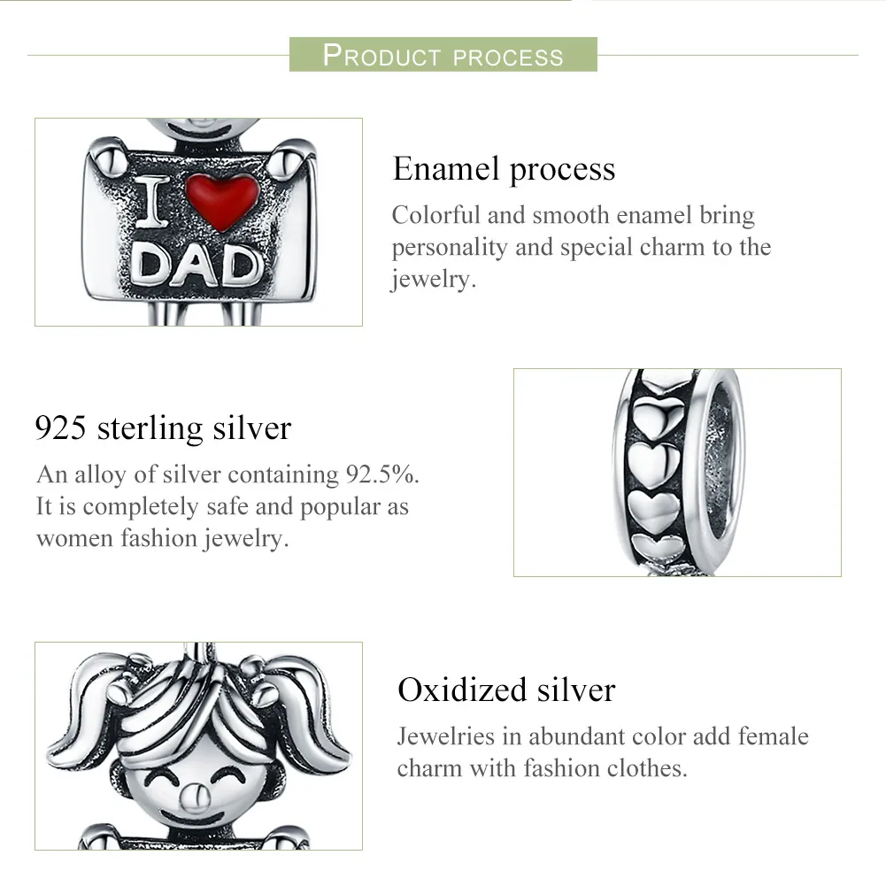 Talisman pandantiv Tip Pandora cu Fata lui tata din argint - SCC690