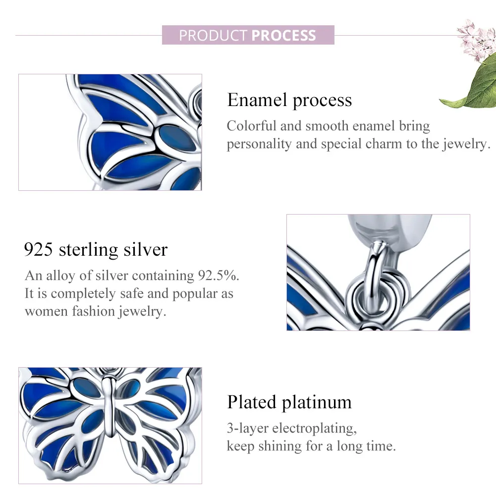 Talisman pandantiv Tip Pandora cu Fluture din argint - BSC149
