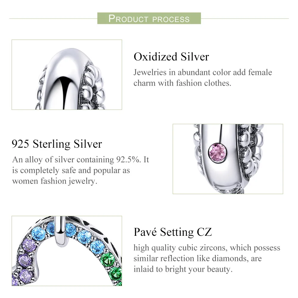 Talisman pandantiv Tip Pandora cu Inima colorată din argint - SCC896