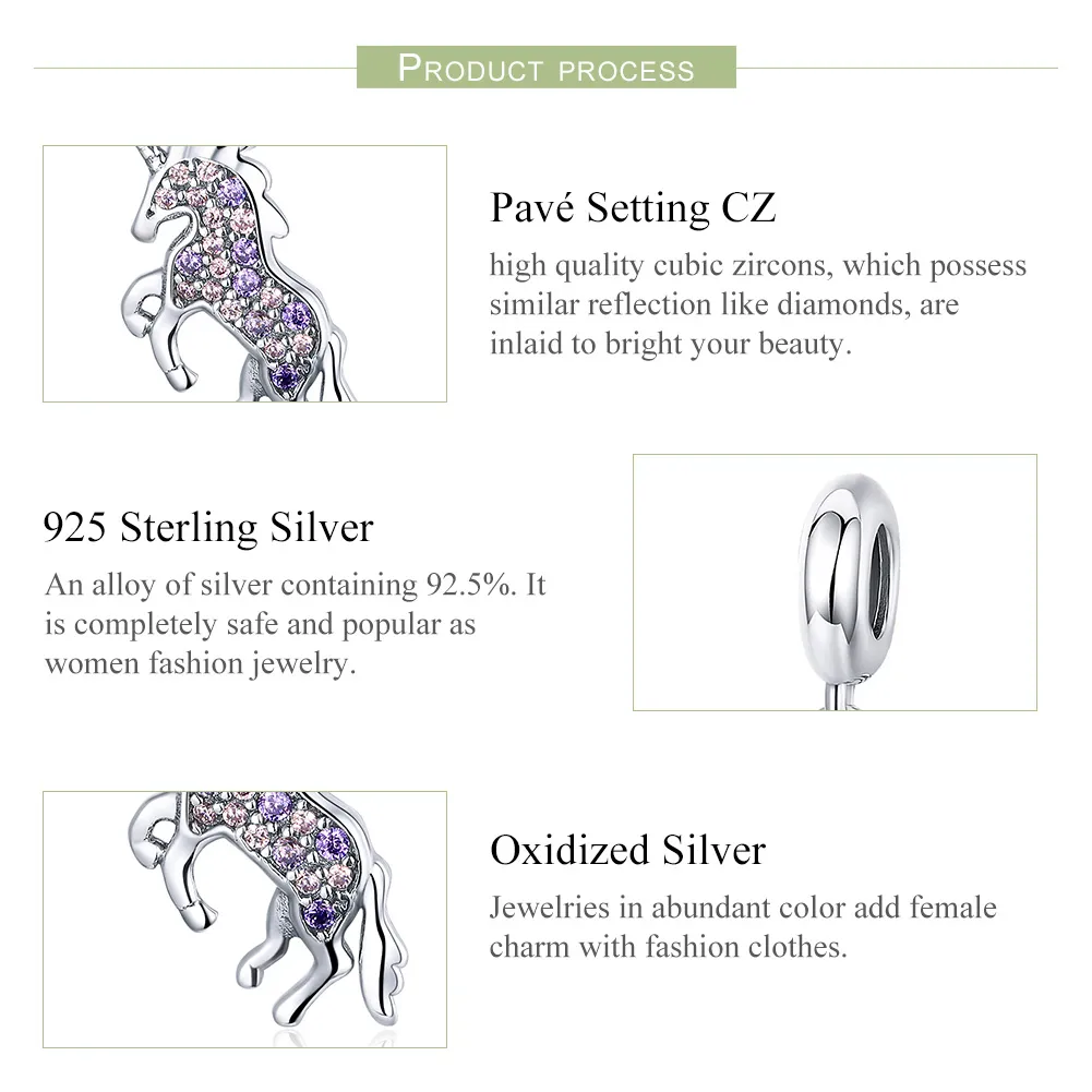 Talisman pandantiv Tip Pandora cu Inorog din argint - SCC996