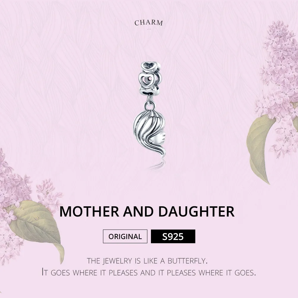 Talisman pandantiv Tip Pandora cu Mama si fiica din argint - BSC275
