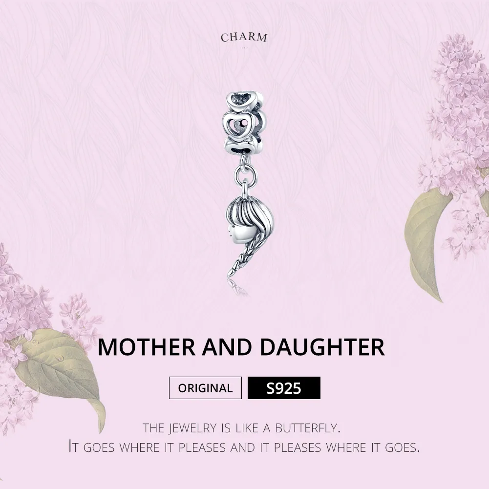 Talisman pandantiv Tip Pandora cu Mama si fiica din argint - BSC276