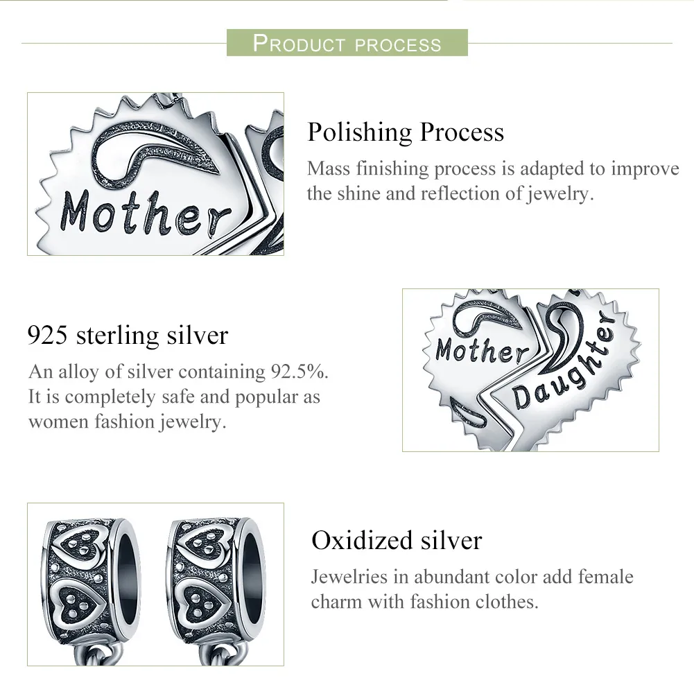 Talisman pandantiv Tip Pandora cu Mama si fiica din argint - SCC427