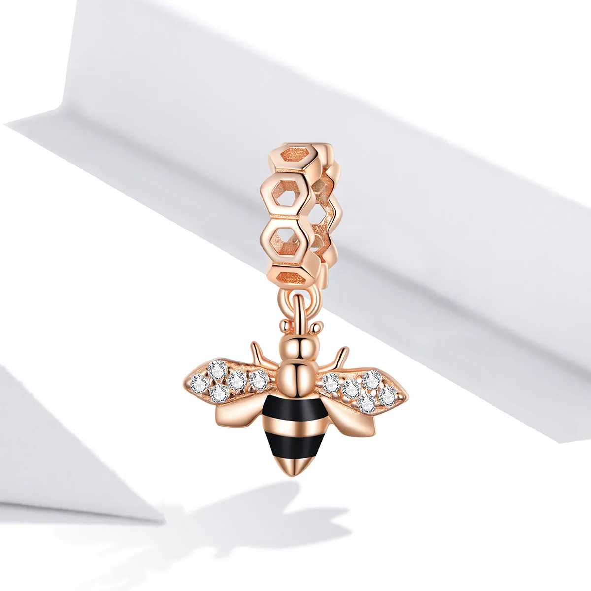 Talisman pandantiv Tip Pandora cu Mica albina din aur rose - BSC370