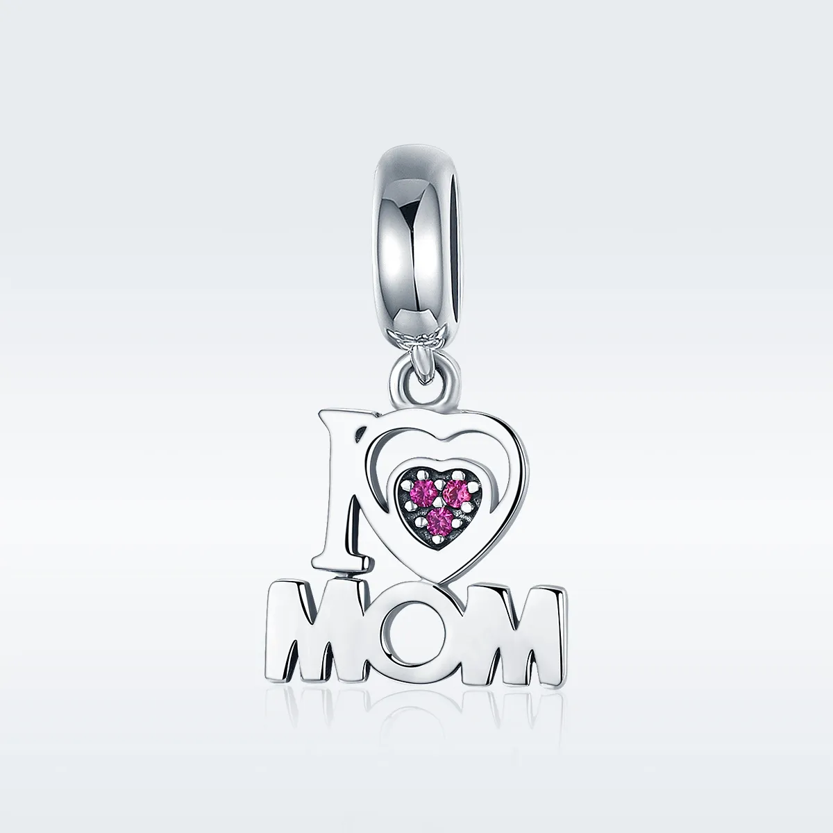 Talisman pandantiv Tip Pandora cu O iubesc pe mama din argint - SCC420