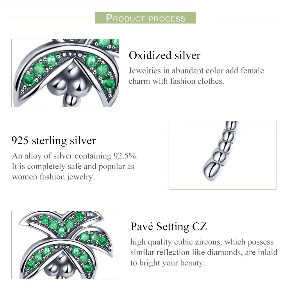 Talisman pandantiv Tip Pandora cu Palmier din argint - SCC697
