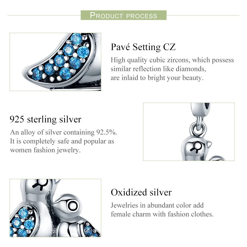 Talisman pandantiv Tip Pandora cu Pasăre cu mamă din argint - SCC426