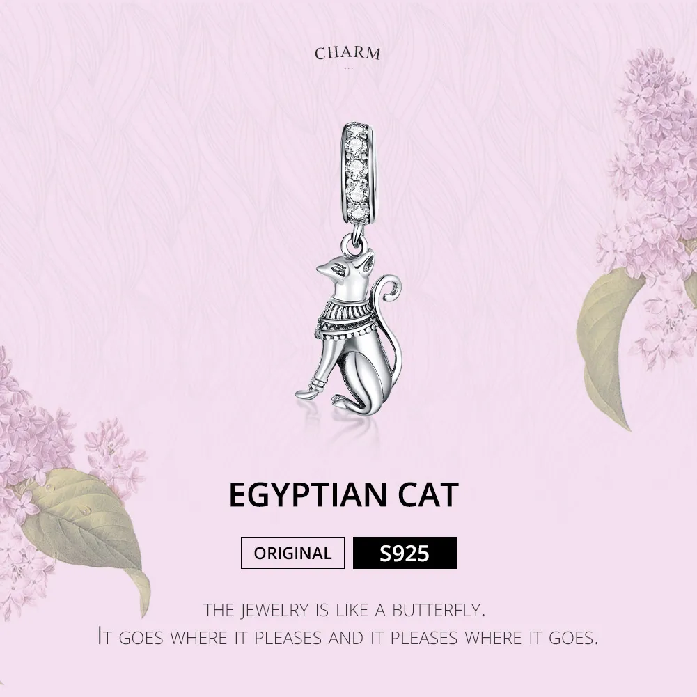 Talisman pandantiv Tip Pandora cu Pisica egipteană din argint - SCC1505
