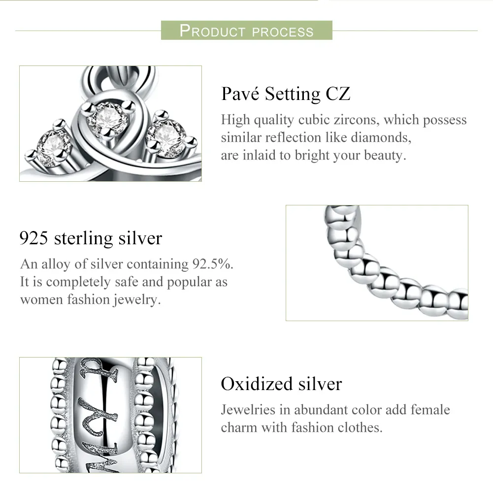 Talisman pandantiv Tip Pandora cu Prințesa Coroană din argint - SCC739