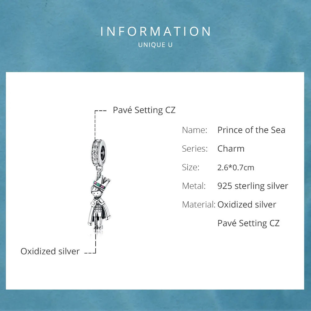 Talisman pandantiv Tip Pandora cu Prințul Mării din argint - SCC1584