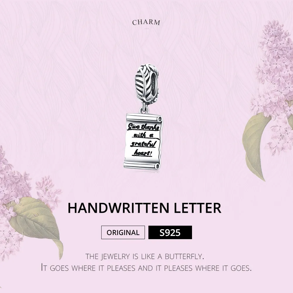 Talisman pandantiv Tip Pandora cu Scrisoare scrisă de mână din argint - SCC1605