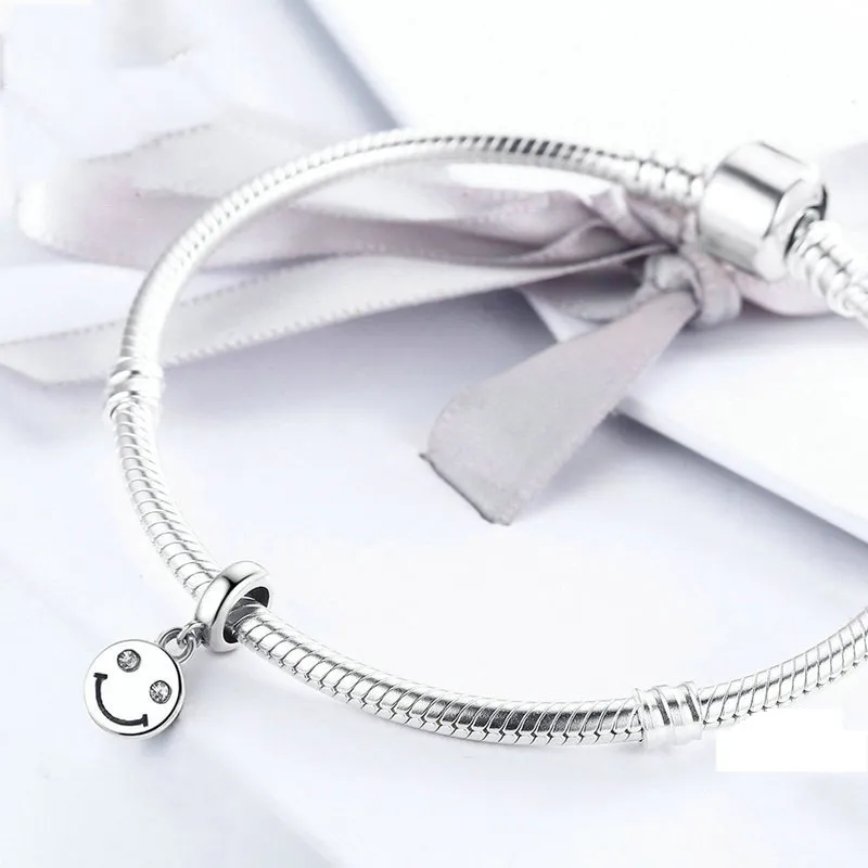 (imagine pentru) Talisman pandantiv Tip Pandora cu Smiley Face în două tonuri din argint - SCC258 - Vizualizare 3