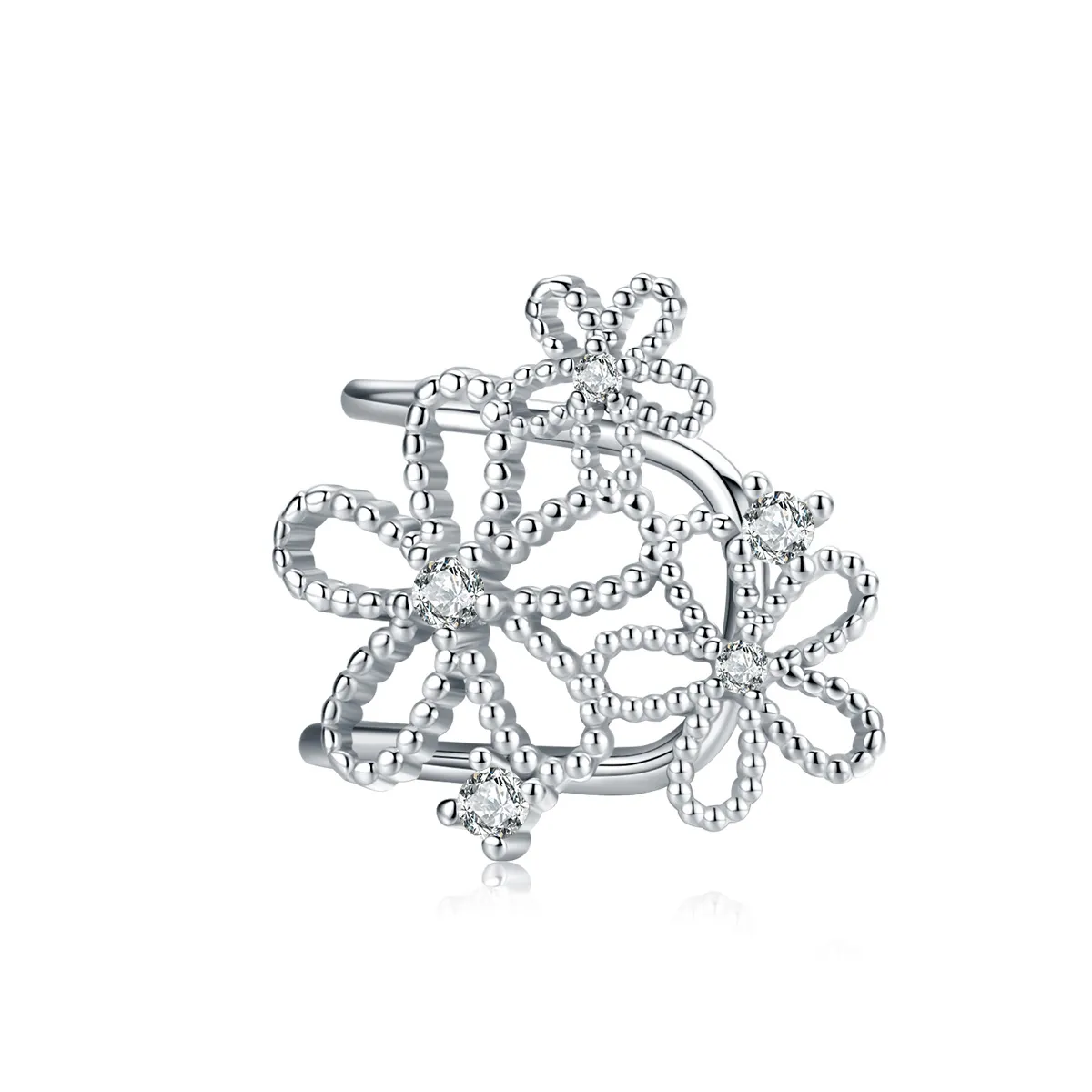Cercei Tip Pandora cu Flori strălucitoare din argint - SCE921