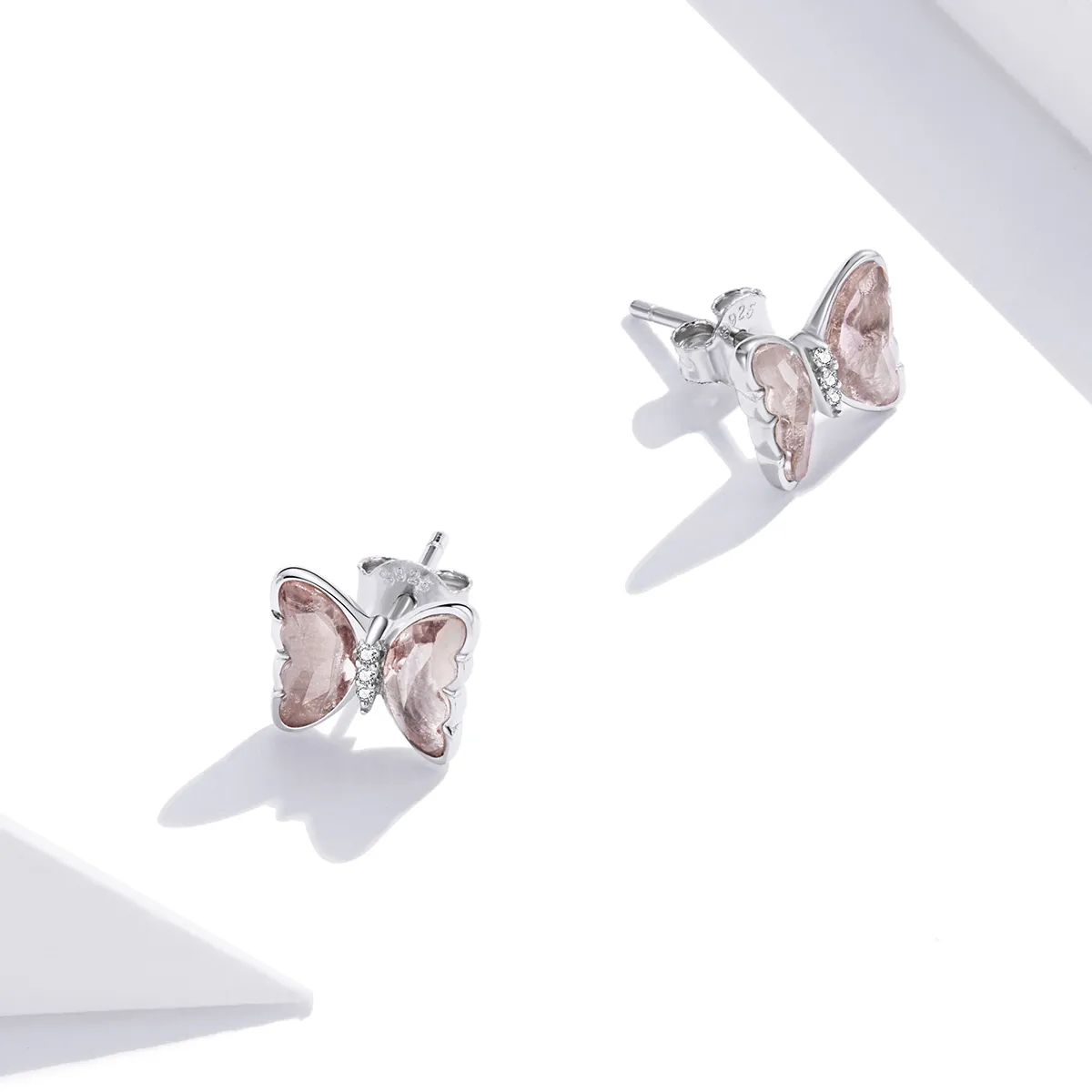 Cercei Tip Pandora cu Fluture de cristal din argint - SCE1013